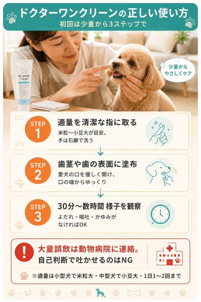 ドクターワンクリーンの正しい使い方3ステップ。誤飲時の対処も明示